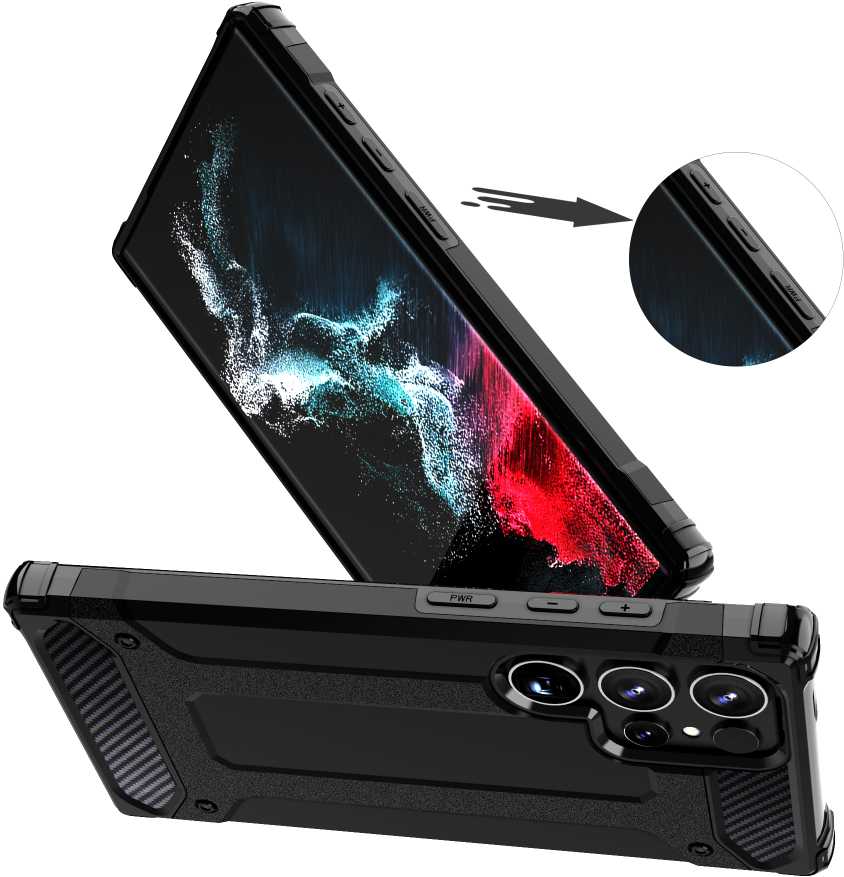 Hurtel Dėklas šarvuotas sustiprintas Samsung Galaxy S24 Ultra Hybrid Armor juoda