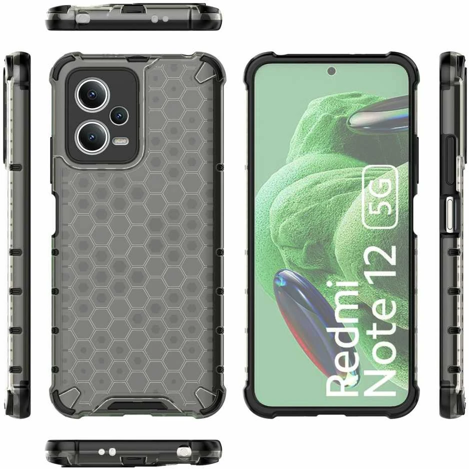 Hurtel Dėklas šarvuotas hibridinis dėklas, skirtas Xiaomi Redmi Note 12 5G / Poco X5 5G Honeycomb juoda