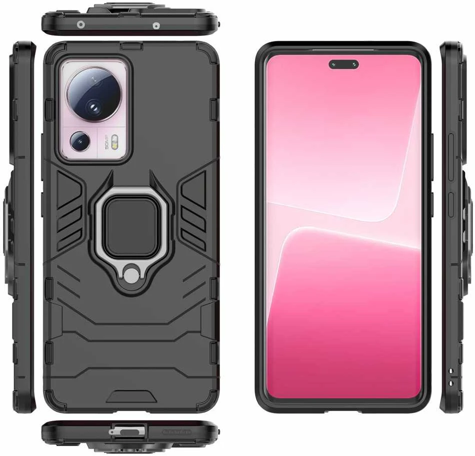 Hurtel Dėklas Armored Case for Xiaomi 13 Lite Magnetic Holder Ring Armor juoda