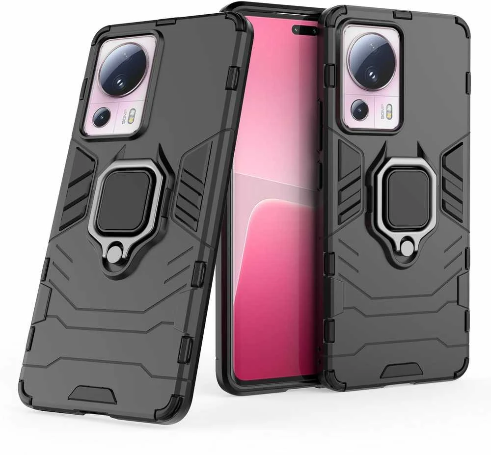 Hurtel Dėklas Armored Case for Xiaomi 13 Lite Magnetic Holder Ring Armor juoda
