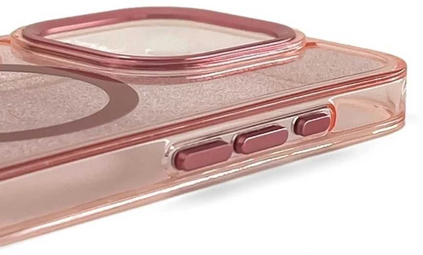 Hurtel Glitter dėklas su MagSafe skirtas Apple iPhone 16e – rožinės spalvos