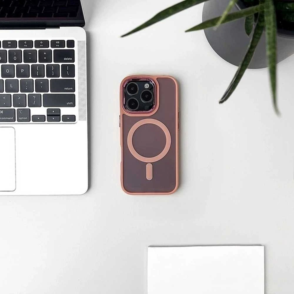 Hurtel Glitter dėklas su MagSafe skirtas Apple iPhone 16e – rožinės spalvos