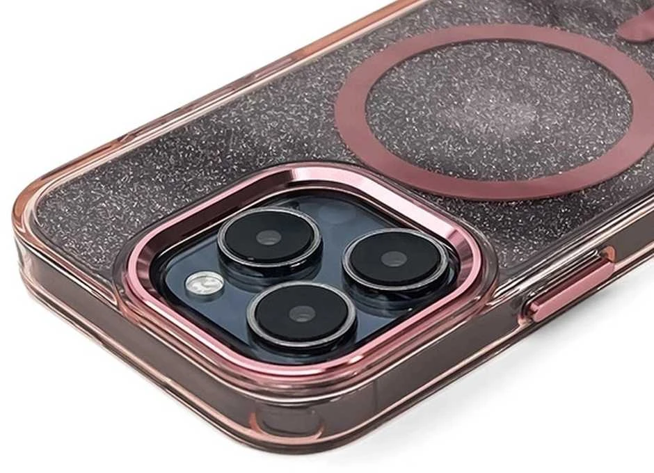 Hurtel Glitter dėklas su MagSafe skirtas Apple iPhone 16e – rožinės spalvos