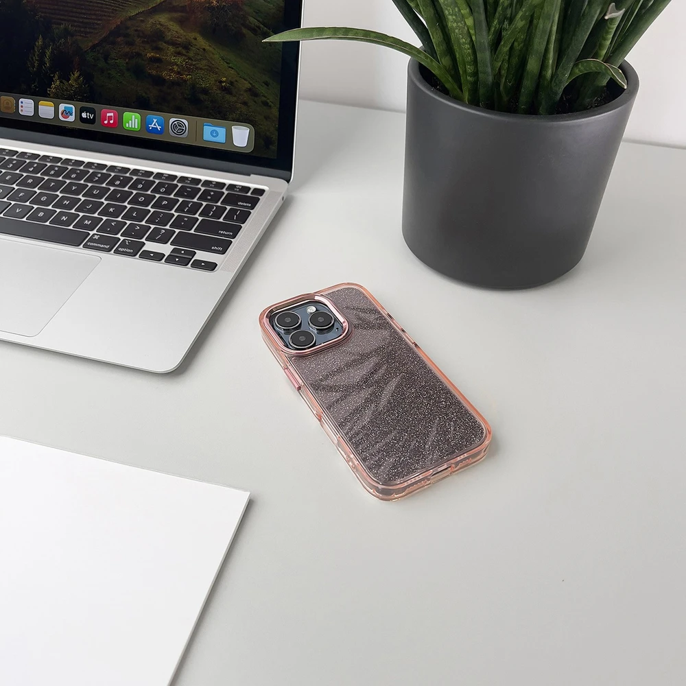 Hurtel Glitter Apple iPhone 16 – dėklas telefonui rožinės spalvos