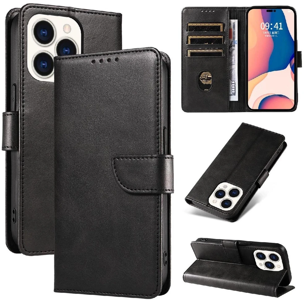 Hurtel Leather Book Apple iPhone 16 – dėklas telefonui juodos spalvos