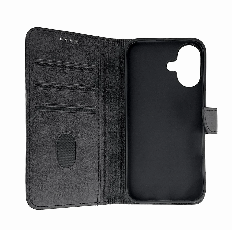 Hurtel Leather Book Apple iPhone 16 – dėklas telefonui juodos spalvos