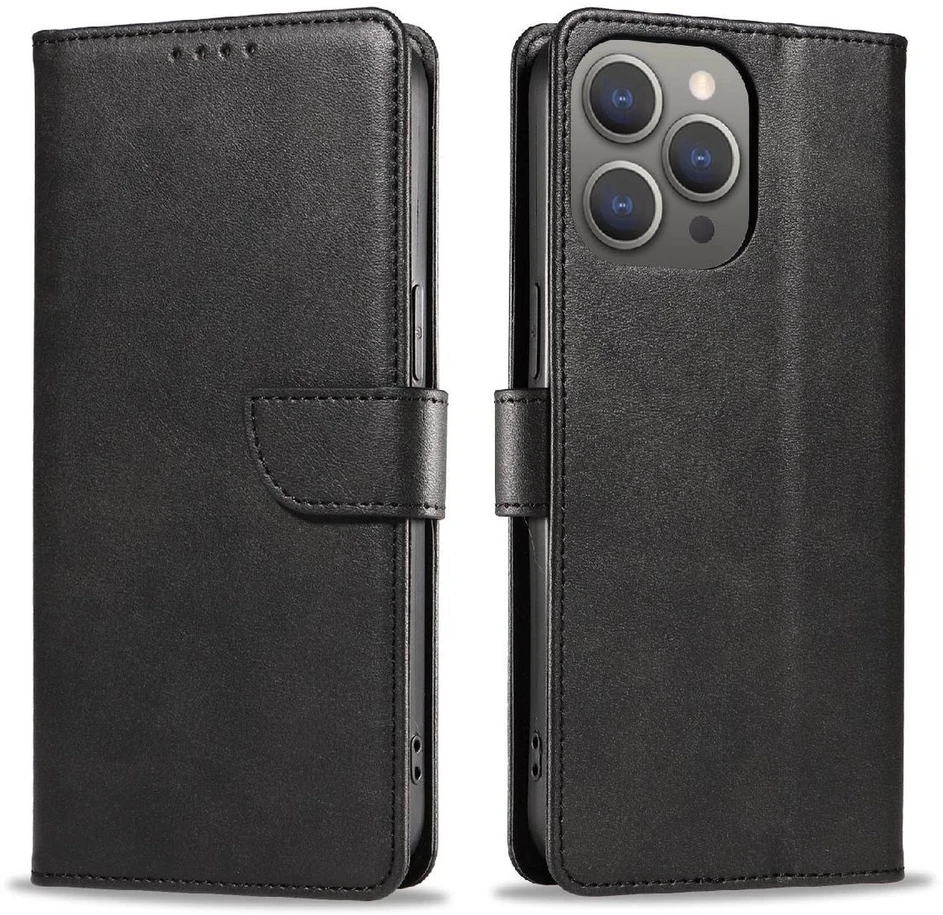 Hurtel Leather Book Apple iPhone 16 – dėklas telefonui juodos spalvos
