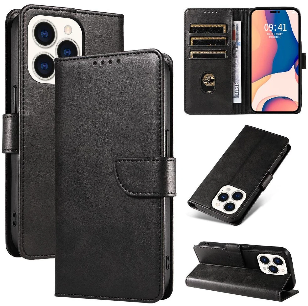 Hurtel Leather Book Apple iPhone 16 Pro Max – dėklas telefonui juodos spalvos