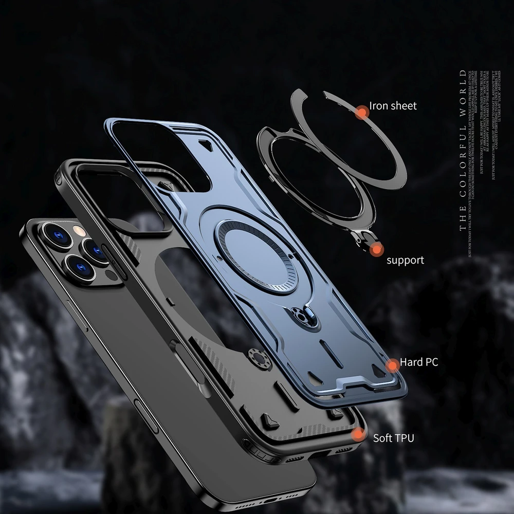 Hurtel Hybrid Armor Trendy MagSafe Apple iPhone 16 Pro Max – dėklas teleofnui mėlynos spalvos
