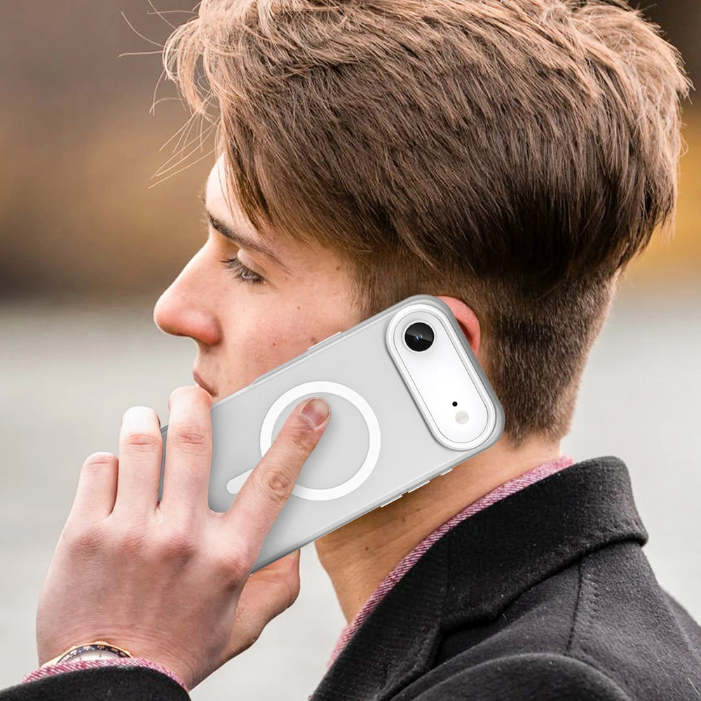 Hurtel Dėklas Magnetic Abrasive skirtas Apple iPhone 17 Air suderinamas su MagSafe – baltos spalvos
