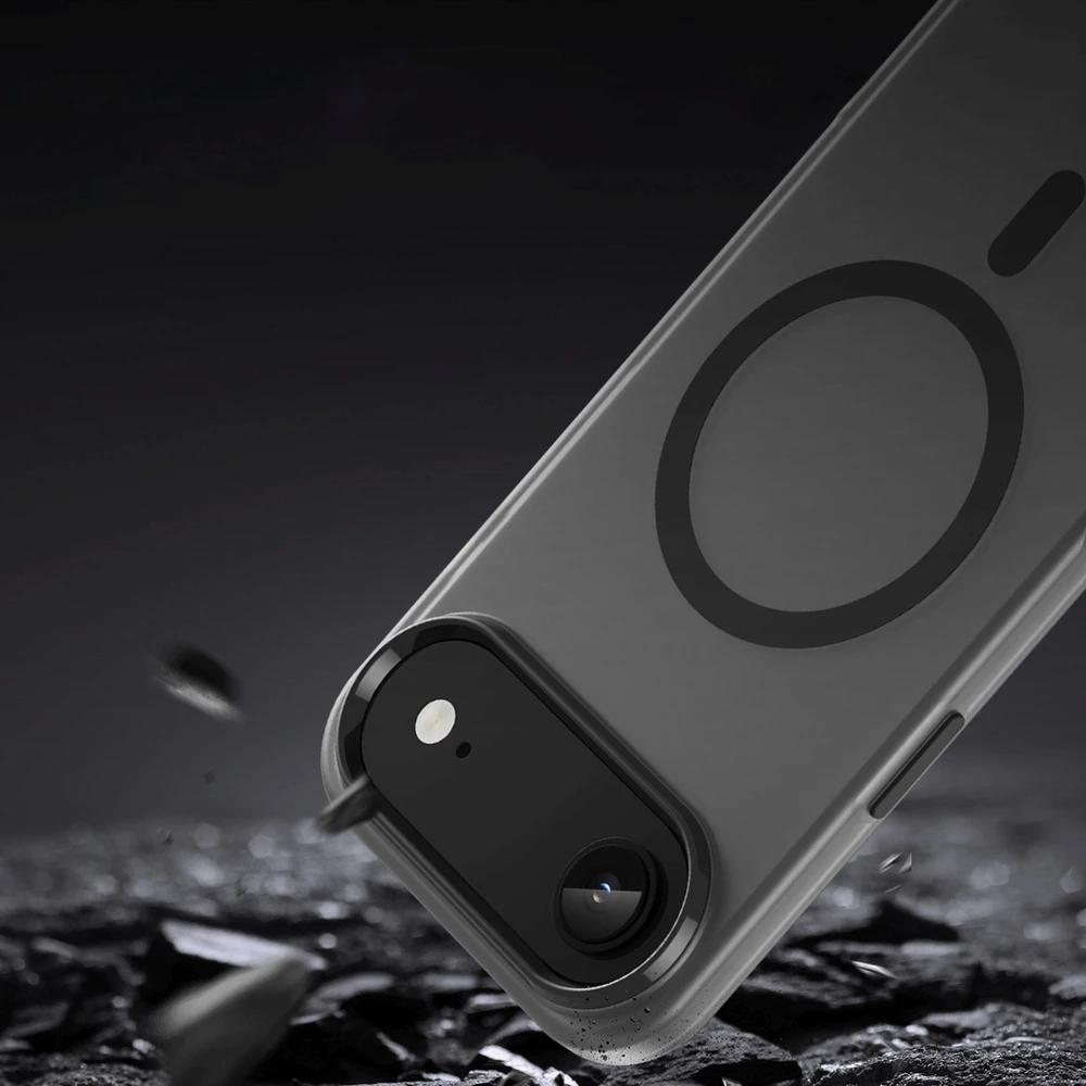 Hurtel Dėklas Magnetic Abrasive skirtas Apple iPhone 17 Air suderinamas su MagSafe – matinės juodos spalvos