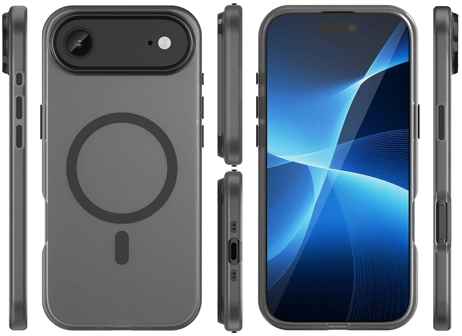 Hurtel Dėklas Magnetic Abrasive skirtas Apple iPhone 17 Air suderinamas su MagSafe – matinės juodos spalvos