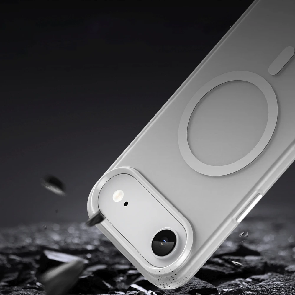 Hurtel Dėklas Magnetic Abrasive skirtas Apple iPhone 17 Air suderinamas su MagSafe – baltos spalvos