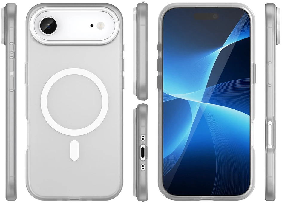 Hurtel Dėklas Magnetic Abrasive skirtas Apple iPhone 17 Air suderinamas su MagSafe – baltos spalvos