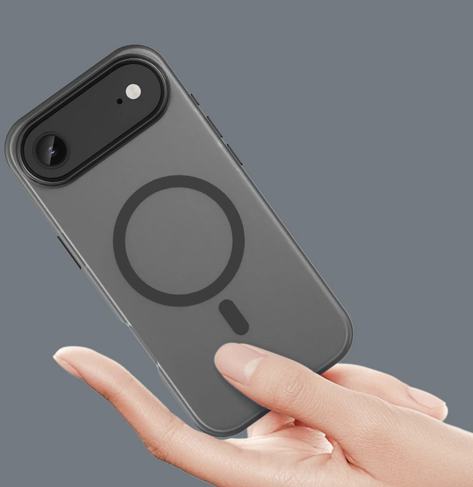Hurtel Dėklas Magnetic Abrasive skirtas Apple iPhone 17 Air suderinamas su MagSafe – matinės juodos spalvos
