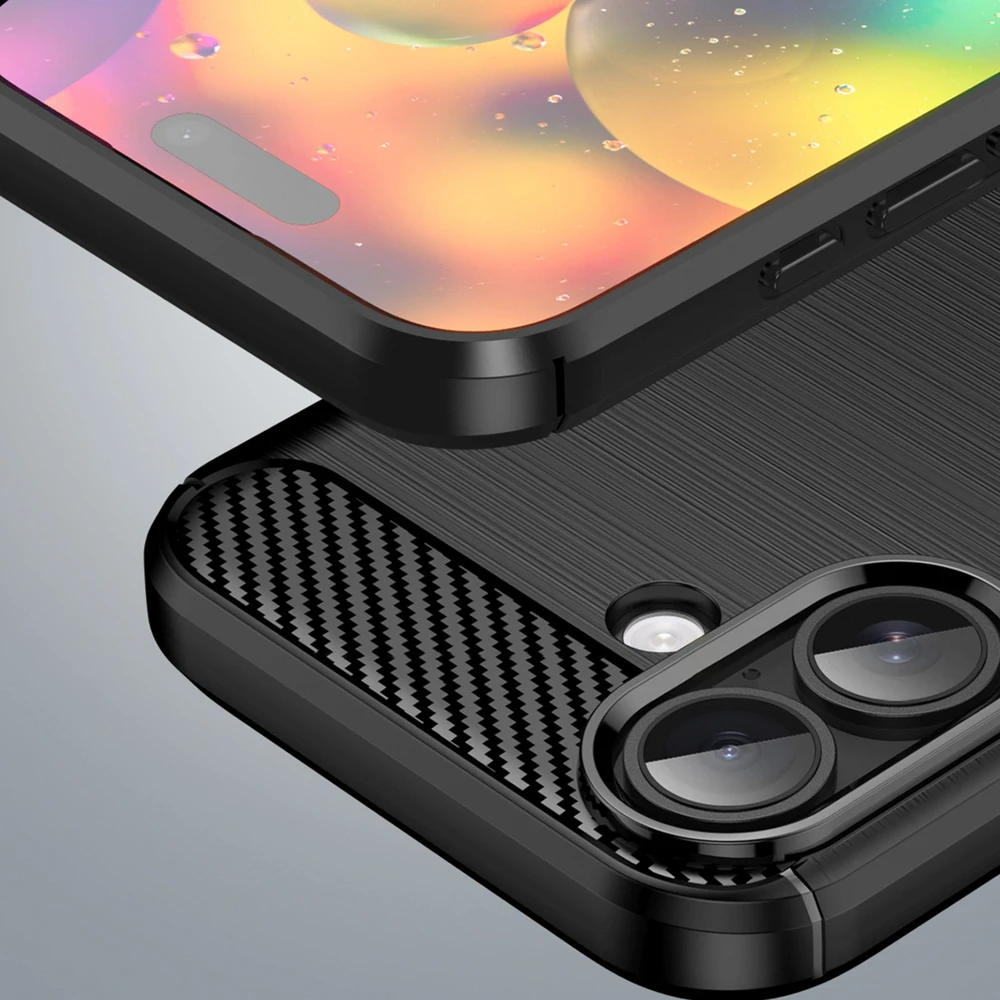 Hurtel Dėklas Carbon Dėklas skirtas Apple iPhone 17 – juodos spalvos