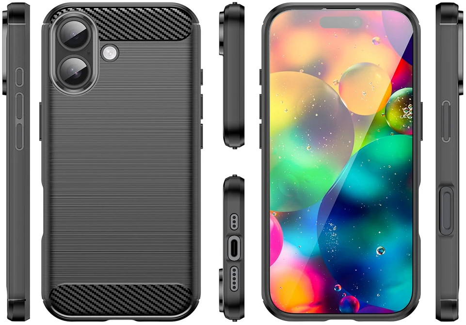 Hurtel Dėklas Carbon Dėklas skirtas Apple iPhone 17 – juodos spalvos