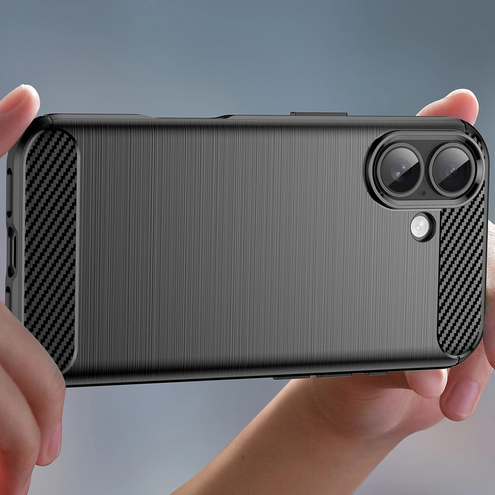 Hurtel Dėklas Carbon Dėklas skirtas Apple iPhone 17 – juodos spalvos