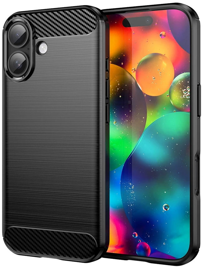 Hurtel Dėklas Carbon Dėklas skirtas Apple iPhone 17 – juodos spalvos