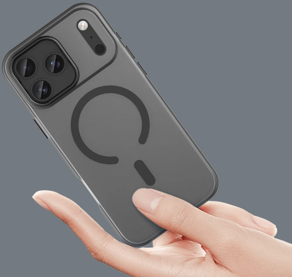 Hurtel Dėklas Magnetic Abrasive skirtas Apple iPhone 17 Pro suderinamas su MagSafe – matinės juodos spalvos