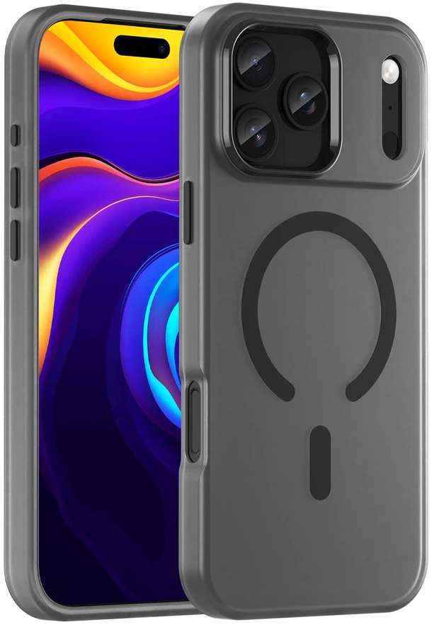 Hurtel Dėklas Magnetic Abrasive skirtas Apple iPhone 17 Pro suderinamas su MagSafe – matinės juodos spalvos
