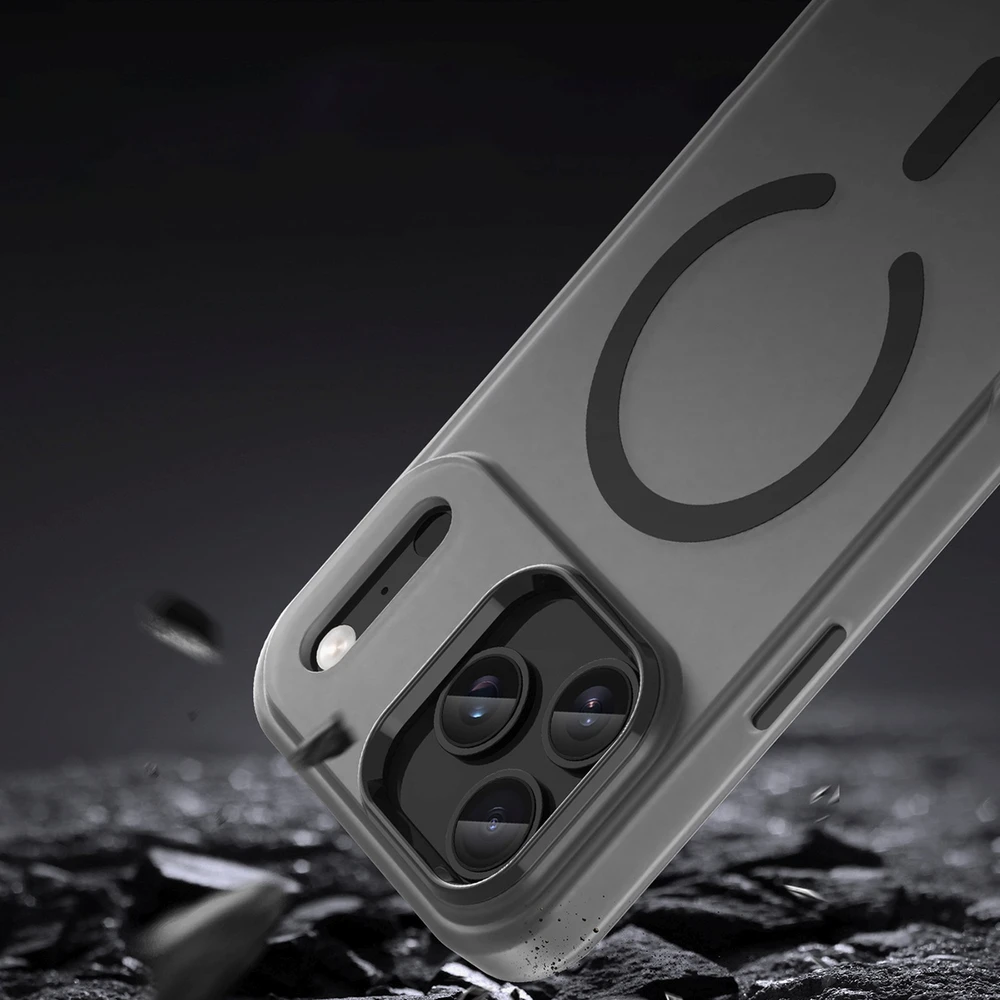 Hurtel Dėklas Magnetic Abrasive skirtas Apple iPhone 17 Pro suderinamas su MagSafe – matinės juodos spalvos