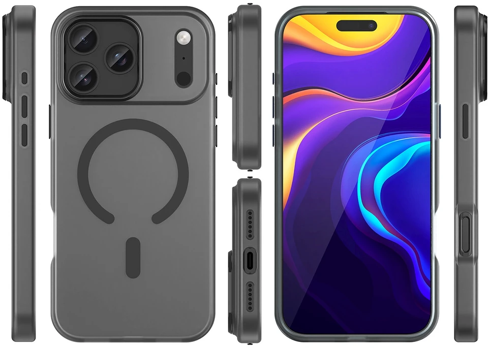 Hurtel Dėklas Magnetic Abrasive skirtas Apple iPhone 17 Pro suderinamas su MagSafe – matinės juodos spalvos