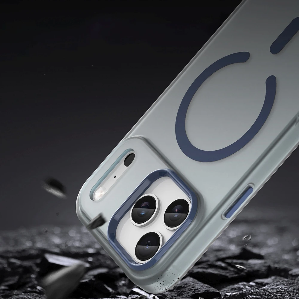 Hurtel Dėklas Magnetic Abrasive skirtas Apple iPhone 17 Pro suderinamas su MagSafe – mėlynos spalvos