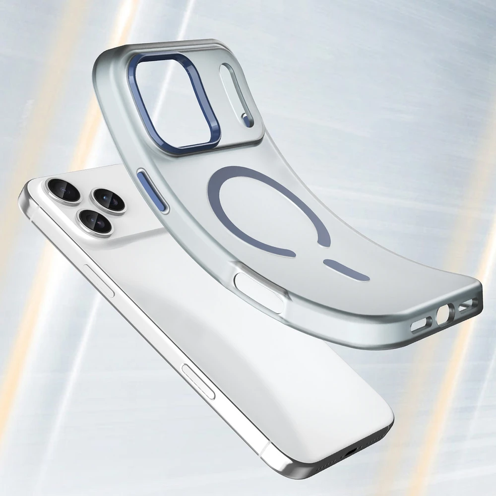 Hurtel Dėklas Magnetic Abrasive skirtas Apple iPhone 17 Pro suderinamas su MagSafe – mėlynos spalvos
