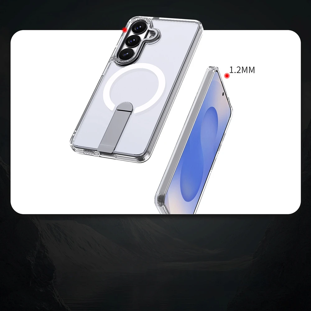 Hurtel Hybrid Armor X dėklas skirtas Samsung Galaxy S26 Plus with Stand, suderinamas su MagSafe – skaidrus