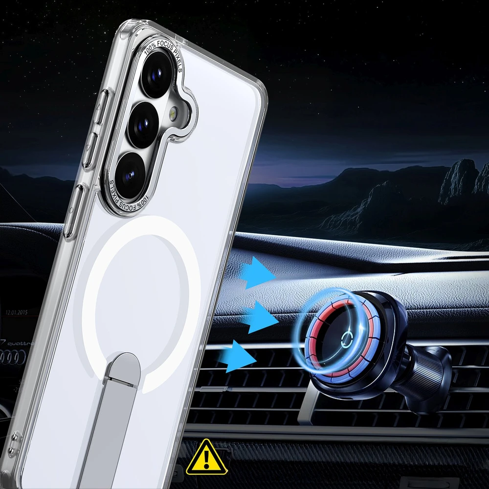 Hurtel Hybrid Armor X dėklas skirtas Samsung Galaxy A36 / A37 with Stand suderinamas su MagSafe – skaidrus