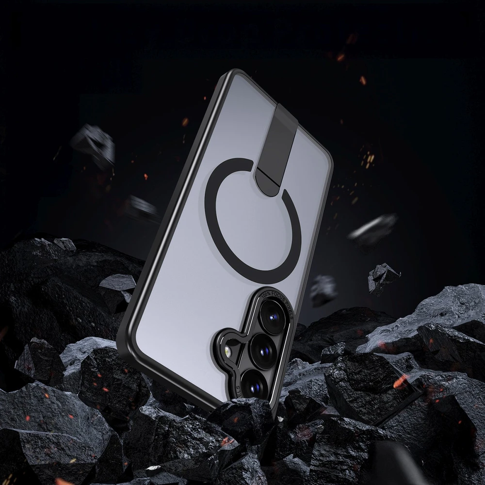 Hurtel Hybrid Armor X dėklas skirtas Samsung Galaxy A36 / A37 with Stand suderinamas su MagSafe – juodos spalvos