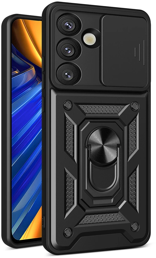„Hurtel Hybrid Armor Camshield“ dėklas, skirtas „Sasung Galaxy S26“ - Juodas