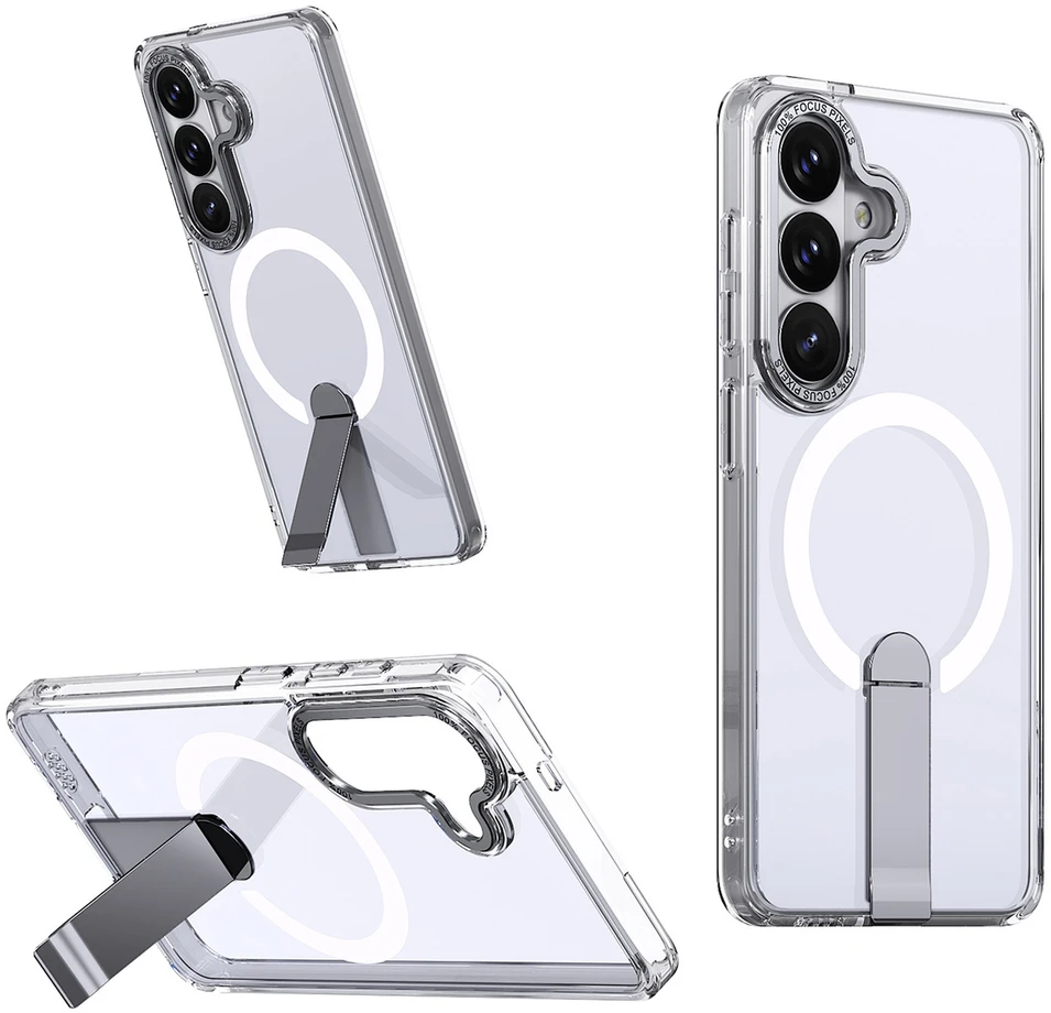 Hurtel Hybrid Armor X dėklas skirtas Samsung Galaxy S26 Plus with Stand, suderinamas su MagSafe – skaidrus
