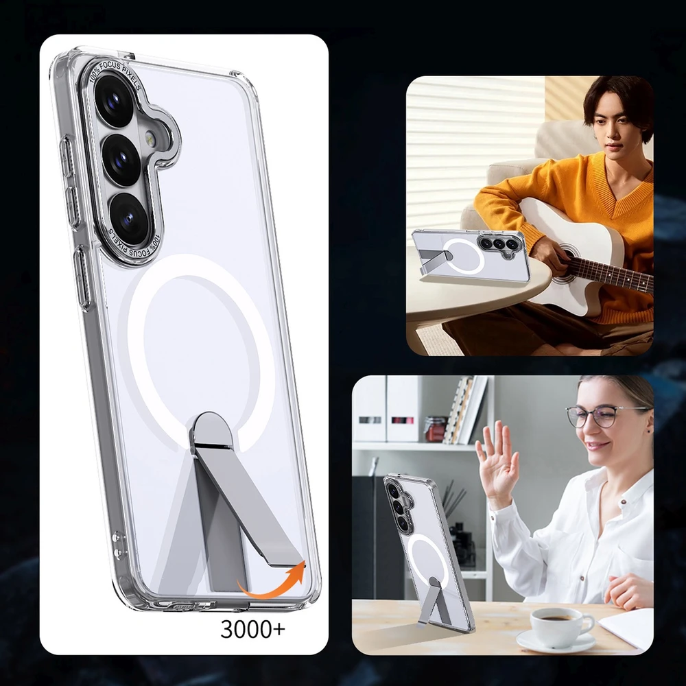 Hurtel Hybrid Armor X dėklas skirtas Samsung Galaxy A36 / A37 with Stand suderinamas su MagSafe – skaidrus