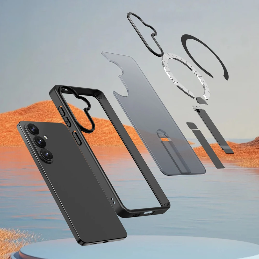 Hurtel Hybrid Armor X dėklas skirtas Samsung Galaxy S26 Plus with Stand, suderinamas su MagSafe – juodos spalvos