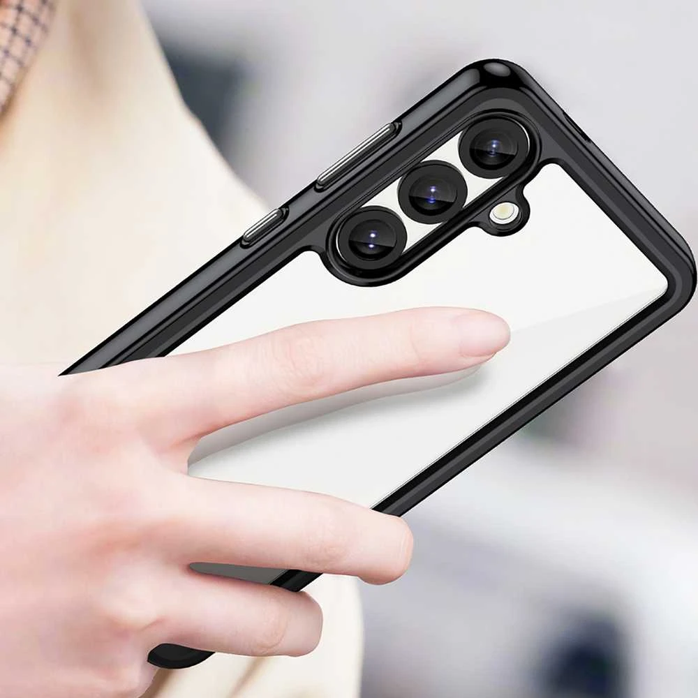Hurtel Outer Space dėklas skirtas Samsung Galaxy S25 Edge dėklas su Flexible Frame – juodos spalvos