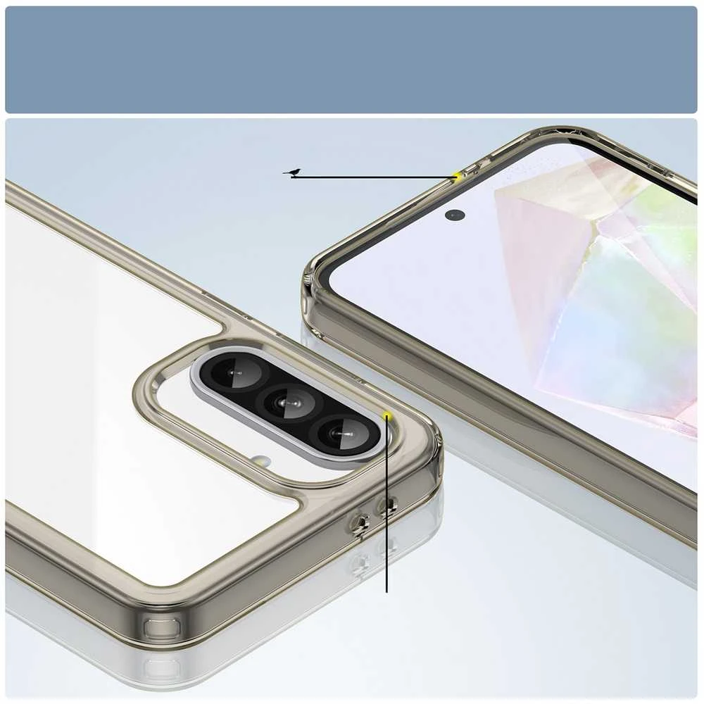Hurtel Outer Space Samsung Galaxy A56 Cover with Flexible Frame – Semi-dėklas telefonui skaidrus, dėklas telefonui juodos spalvos