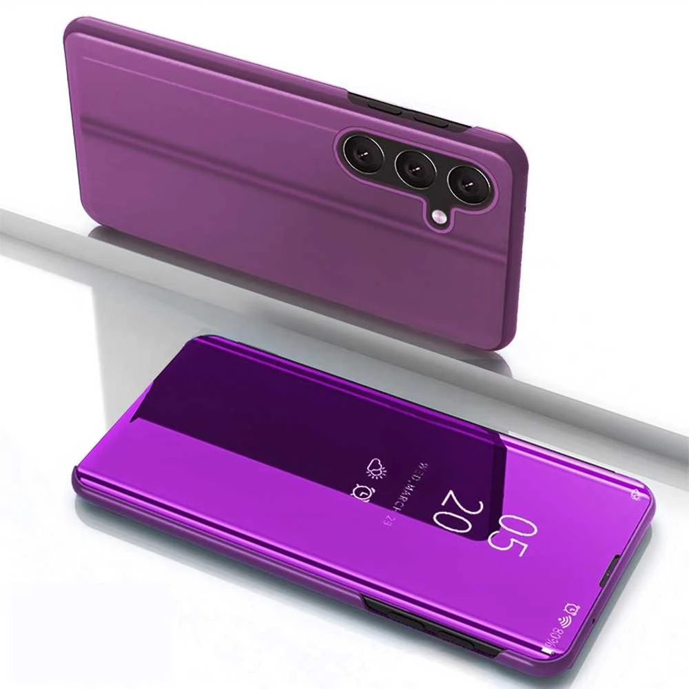 Hurtel dėklas telefonui skaidrus View Samsung Galaxy S25 Cover su Flip – dėklas telefonui rožinės spalvos