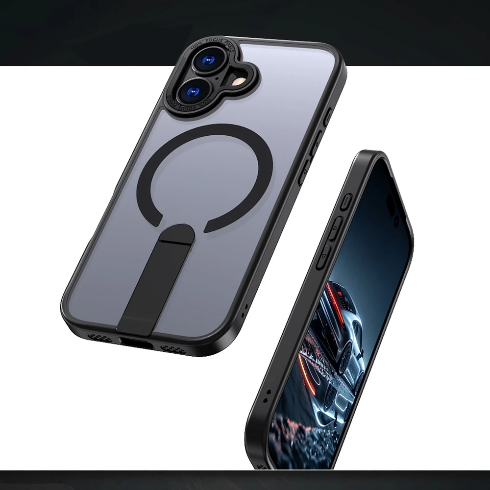 Hurtel Hybrid Armor X dėklas skirtas Apple iPhone 17 with MagSafe-compatible stand – juodos spalvos