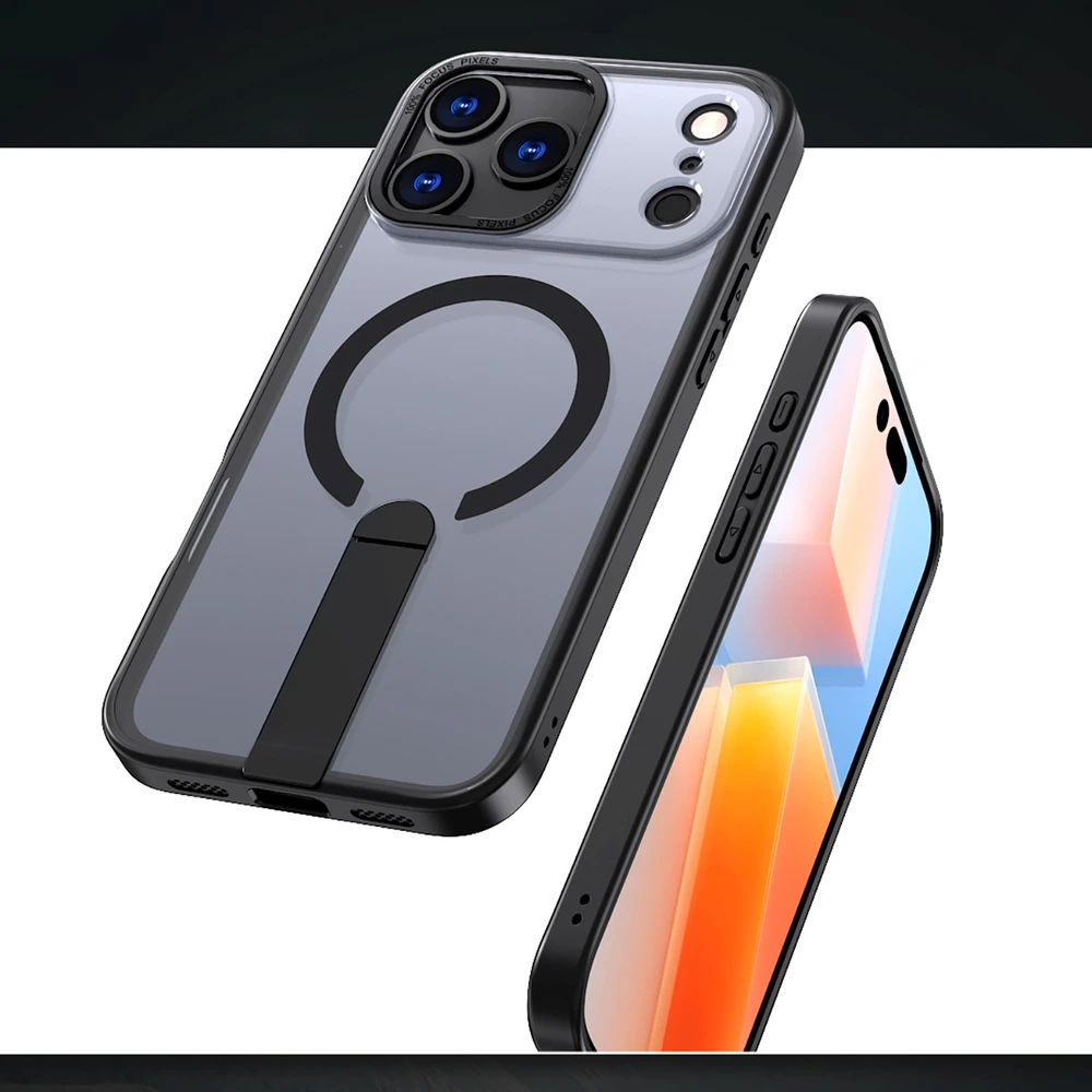 Hurtel Hybrid Armor X dėklas skirtas Apple iPhone 17 Pro with MagSafe-compatible stand – juodos spalvos