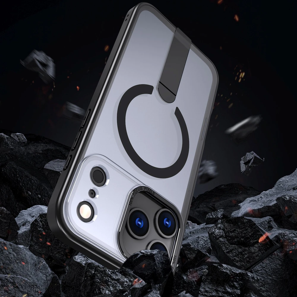 Hurtel Hybrid Armor X dėklas skirtas Apple iPhone 17 Pro with MagSafe-compatible stand – juodos spalvos
