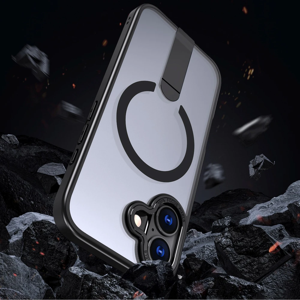 Hurtel Hybrid Armor X dėklas skirtas Apple iPhone 17 with MagSafe-compatible stand – juodos spalvos