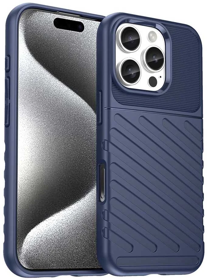 Hurtel Thunder dėklas skirtas Apple iPhone 16e Silicone Armored dėklas – mėlynos spalvos