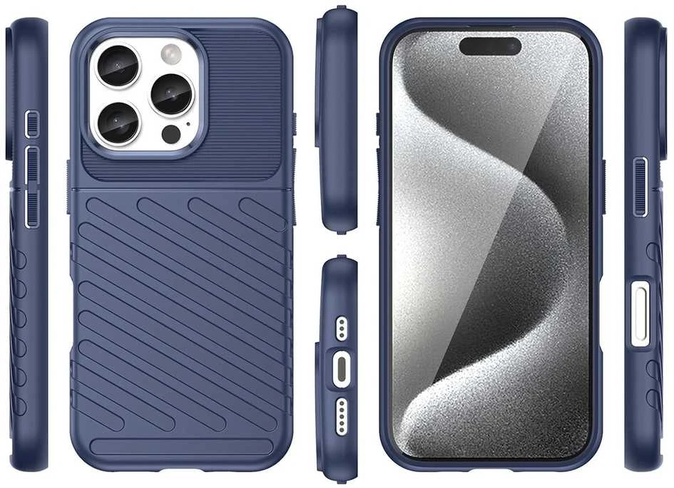 Hurtel Thunder dėklas skirtas Apple iPhone 16e Silicone Armored dėklas – mėlynos spalvos