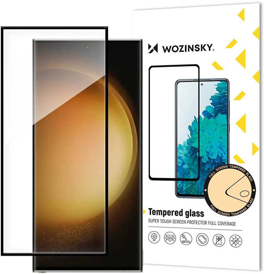LCD apsauginis stikliukas "Wozinsky 5D Full Glue" Samsung S928 S24 Ultra pritaikytas dėklui juodas