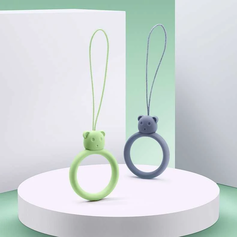 Hurtel SILICONE PHONE LANYARD RING BEAR Raudonas