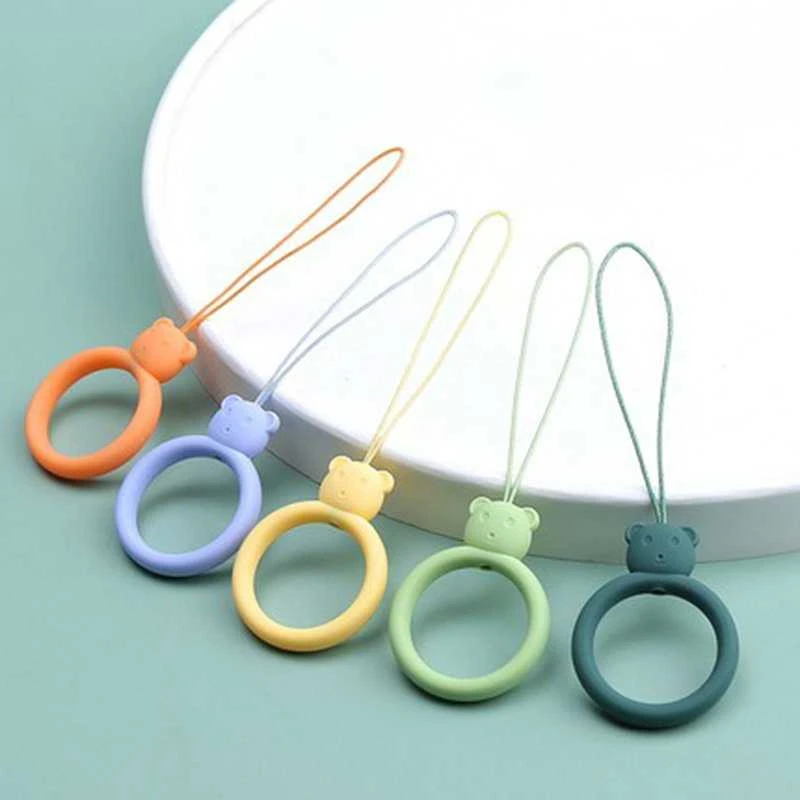 Hurtel SILICONE PHONE LANYARD RING BEAR Raudonas