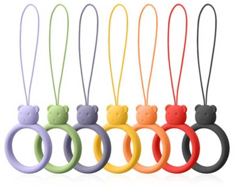 Hurtel SILICONE PHONE LANYARD RING BEAR Raudonas