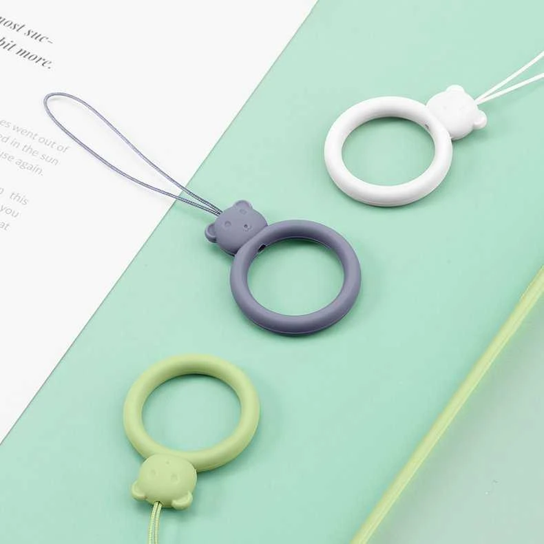 Hurtel SILICONE PHONE LANYARD RING BEAR Raudonas